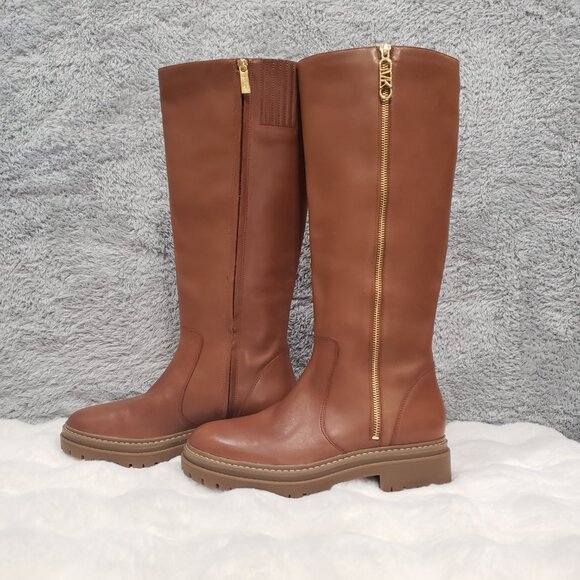 Michael Kors Regan Tall Boots Leather Women's Size 9.5 NEW luggage brown Zipper - Picture 6 of 11